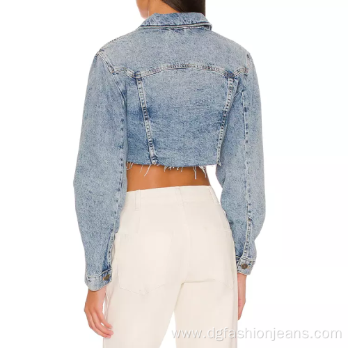 Casual Distressed Denim Jacket Women